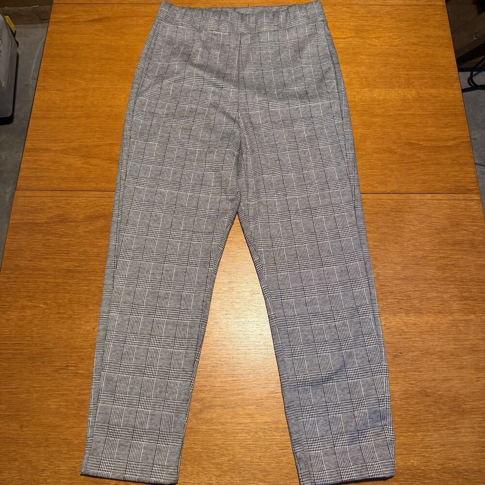 Rue 21 Glen Plaid Stretch Pants Capris Size Large High Rise Tapered Leg EUC